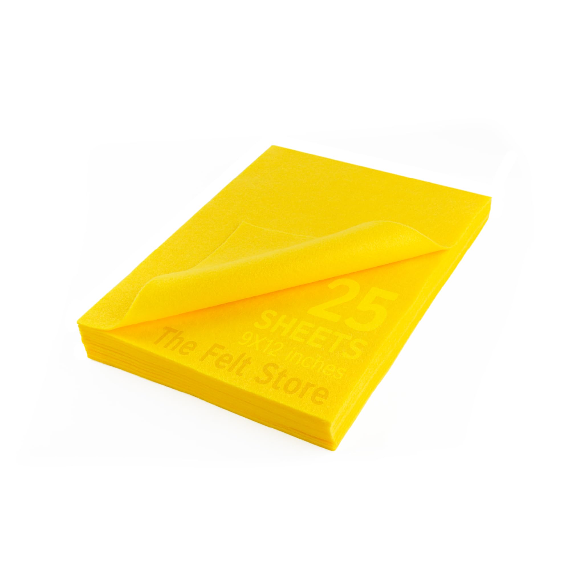 The Felt Store 25-Piece Craft Felt Sheets - 9x12 Inch Assorted Colors - Soft Durable DIY Felt Fabric for Arts & Crafts, Sewing, Embroidery, Home Decor, Costumes & School Projects - Yellow