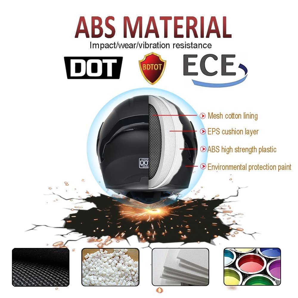 Bluetooth Modular Motorcycle Helmet with Horns - Full Face Flip Up Design, Dual Anti-Fog Visors & Sun Shield - DOT/ECE Certified Crash Helmet with Auto Call Answer - Unisex (Size XL 61-62CM) for Men & Women - Perfect for Urban Commuting & Long-Distance Riding