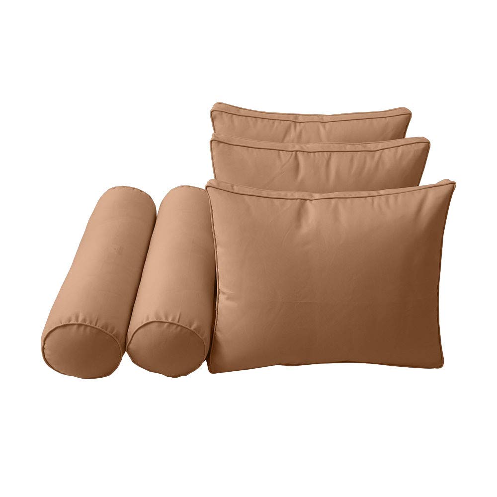 Prolinemax SLIPCOVER ONLY - S3 Outdoor Daybed Mattress Bolster Backrest Cushion Covers with Piped Trim for Twin-XL Size (AD104) - Perfect for Patio, Poolside & Garden Furniture Protection