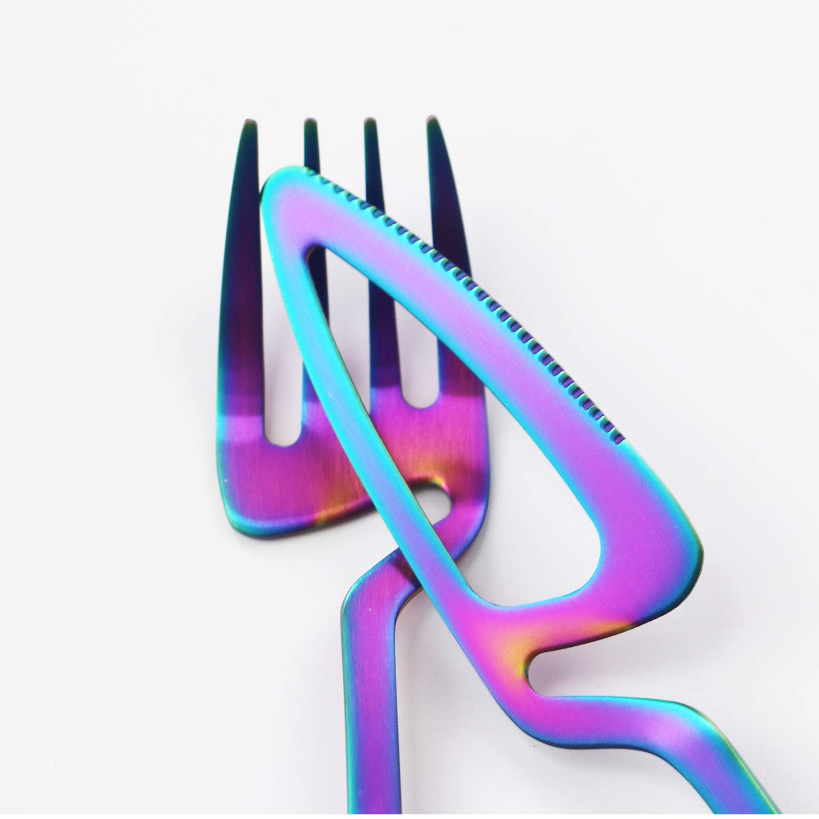 Rainbow Dinner Knives Set of 6 - 304 Stainless Steel Kitchen Knives for Home, Camping & Restaurant Use - Colorful Cutlery for Dining, Picnics & Outdoor Adventures