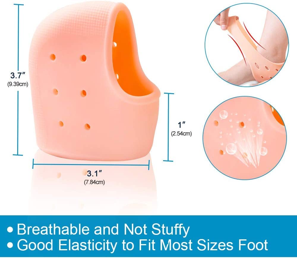 Varisty Silicone Heel Pads for Women & Men - Pain Relief Gel Inserts for Foot Pain, Dry Cracked Heels, Ankle Support - Soft Cushion for Hardworking Feet - Free Size (1 Pair) - Perfect for Running, Walking, Standing All Day & Heel Care
