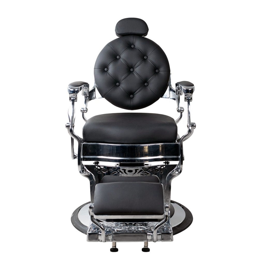 Greenlife Titan Antique Barber Chair - Heavy Duty Luxury Salon Chair with Black & Silver Button Backrest | Perfect for Professional Hair Salons, Barber Shops & Home Grooming Stations