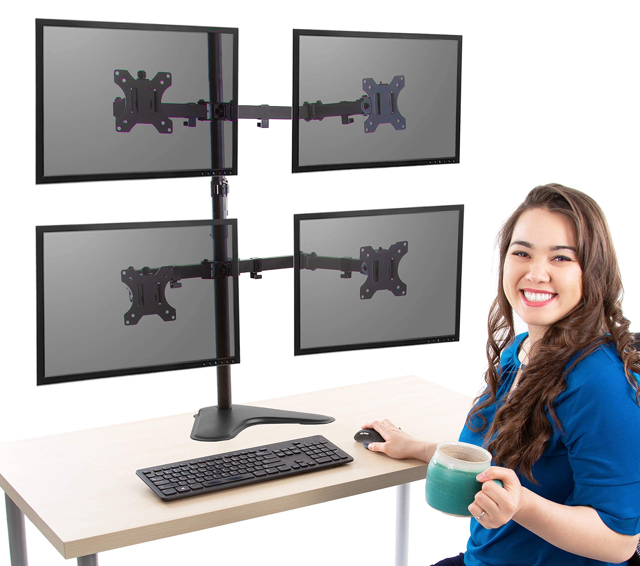 4-Monitor Stand with Adjustable Height & Stable Base - for 17-32