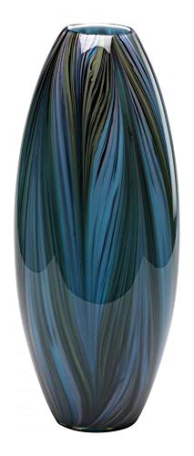 20-Inch Blue Peacock Feather Vase - Multi-Colored Handmade Home Decor for Wedding Centerpieces, Boho Living Room & Bedroom Decor