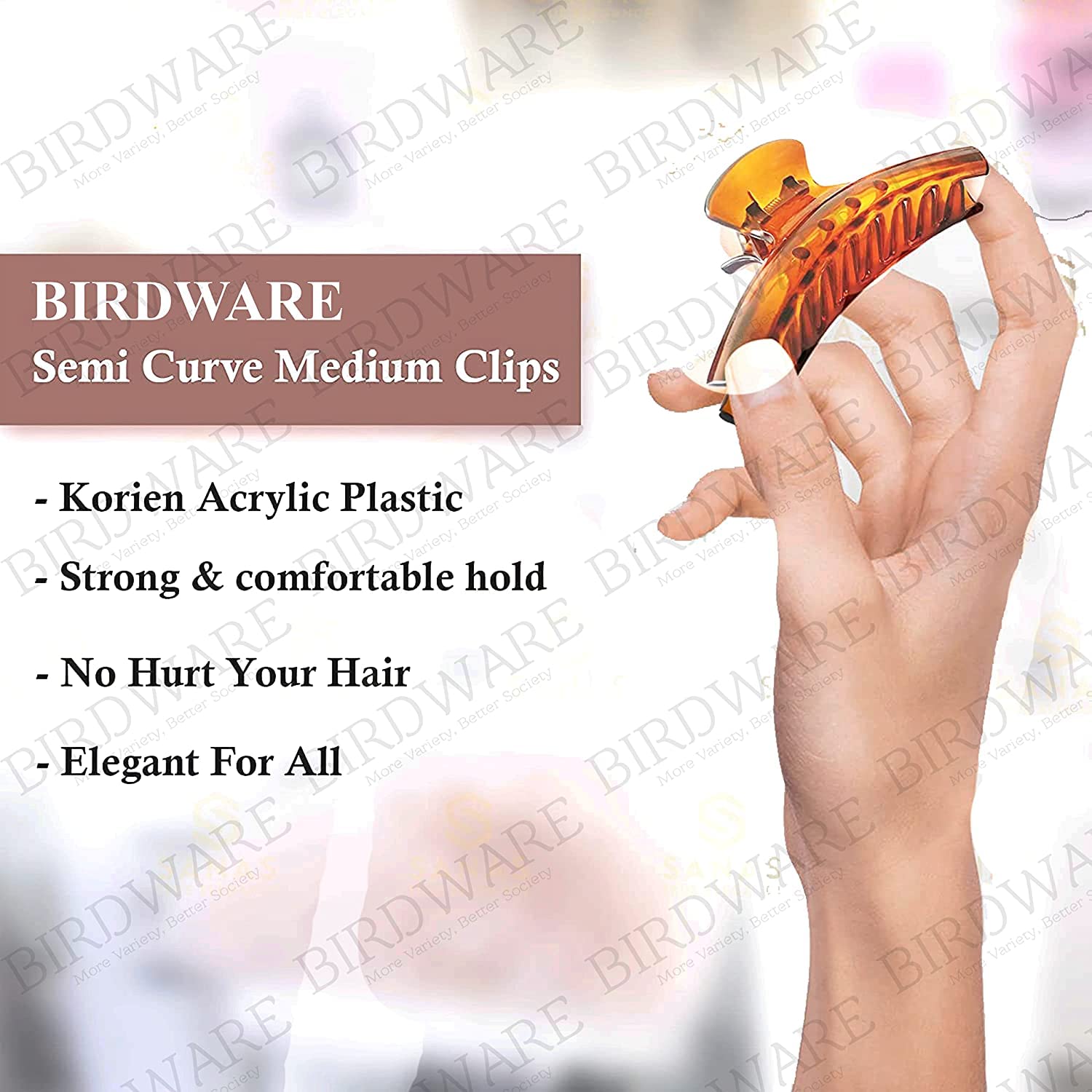 Large Acrylic Butterfly Hair Clips for Women - Multi-Colored Stone Design Hair Accessories (Shell/Black) | Perfect for Parties, Weddings & Everyday Styling (Design No.8)
