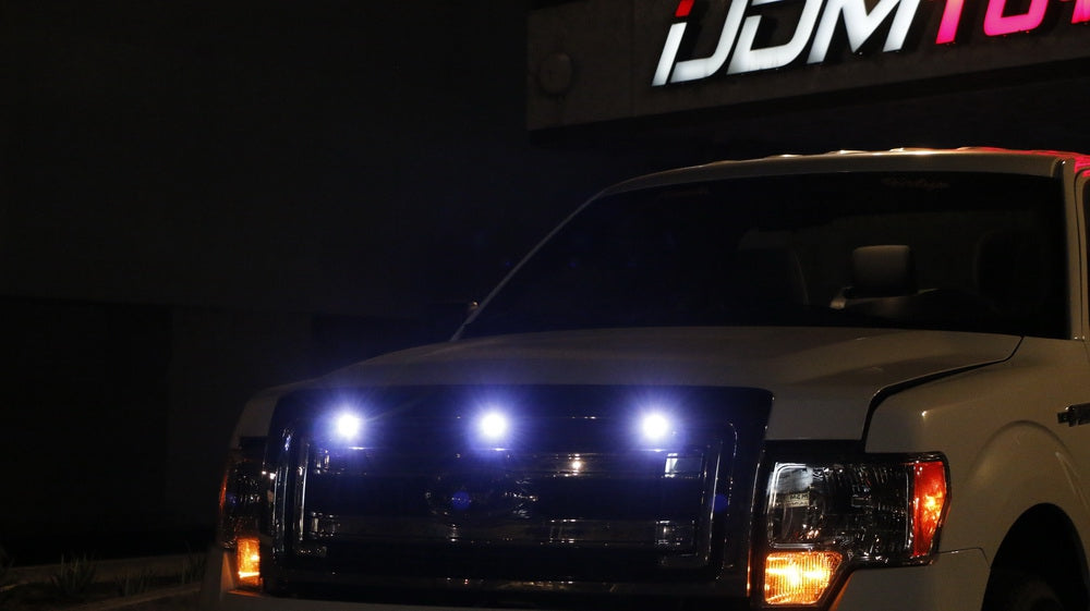 3pc Ford SVT Raptor Style LED White Grille Lighting Kit - Universal Fit for Trucks & SUVs | Off-Road, Night Driving & Custom Car Styling