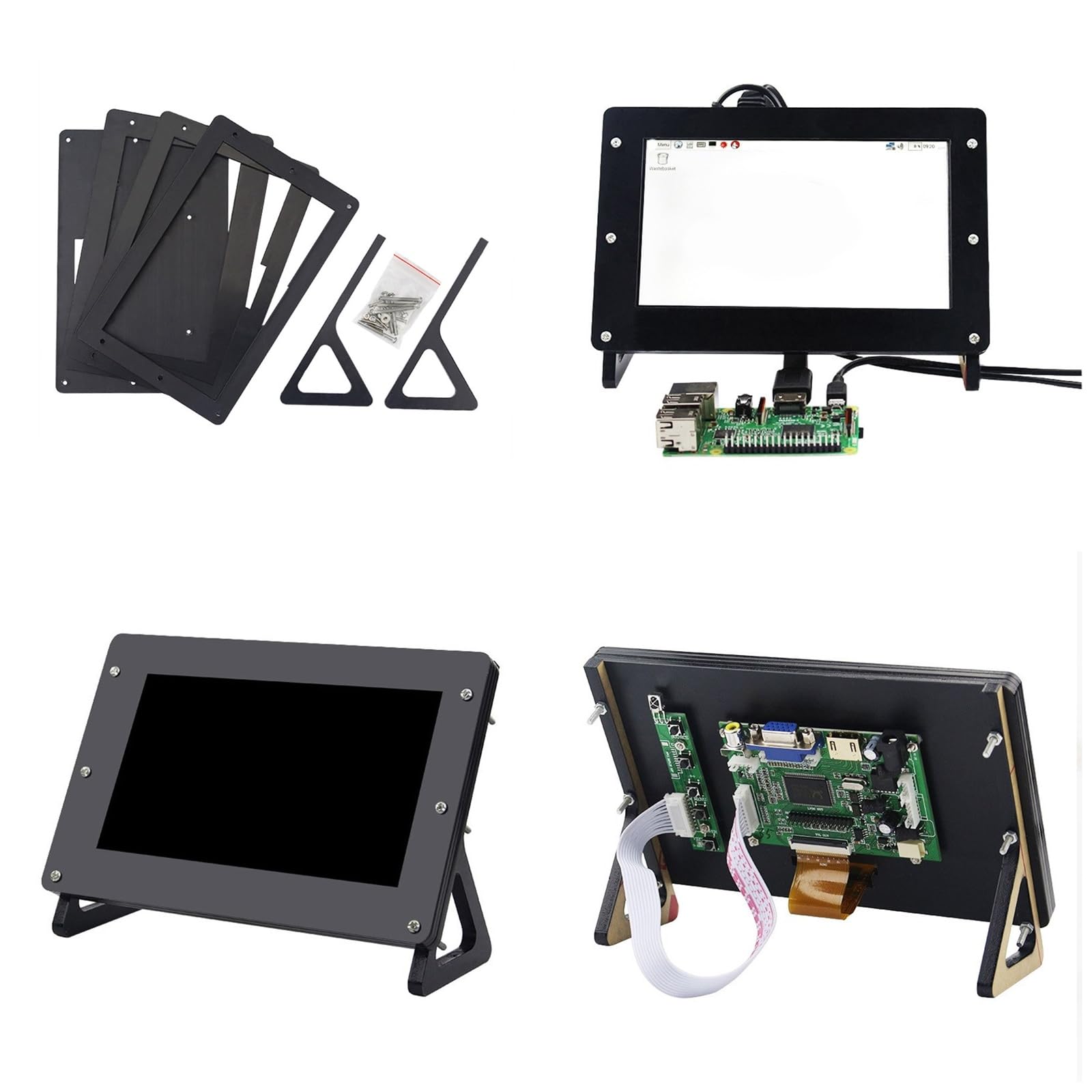 7-Inch Touch Screen Monitor Case - Black Acrylic Shell for 1920x1080 LCD Display | Durable Housing for PC, Raspberry Pi & DIY Projects | Perfect for Digital Signage, Kiosks & Embedded Systems