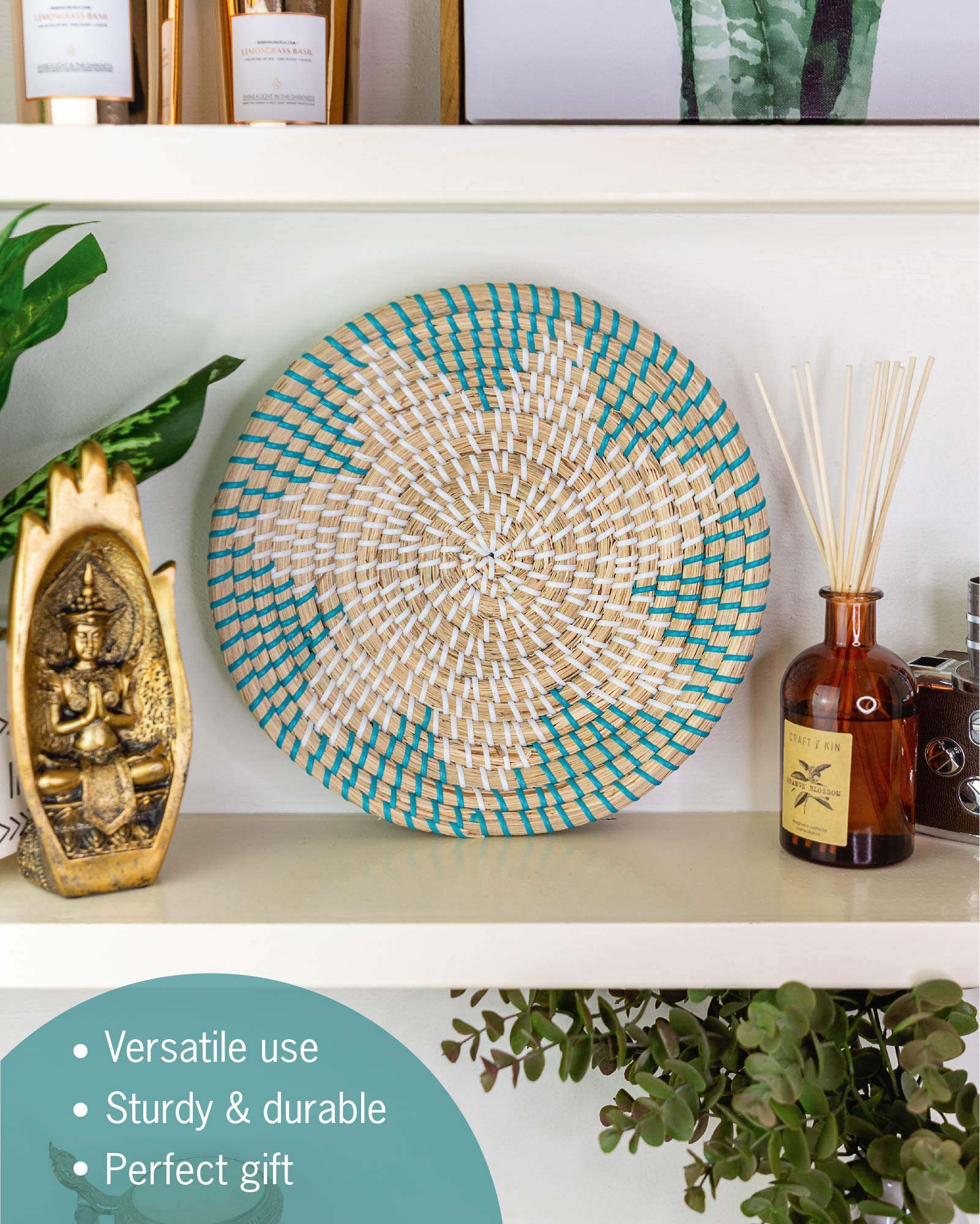 Handmade Boho Woven Wall Basket - Seagrass Decor for Bedroom, Kitchen & Living Room