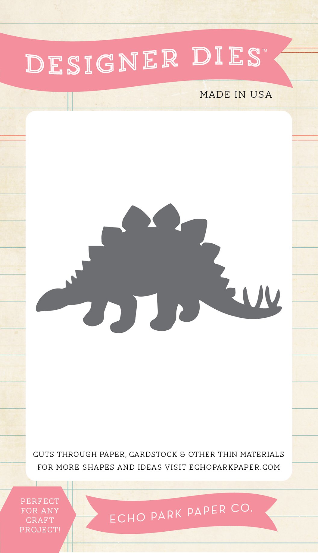 Echo Park Paper Company Stegosaurus Die Set - Dinosaur Crafting Die Cuts for Scrapbooking, Card Making & DIY Projects