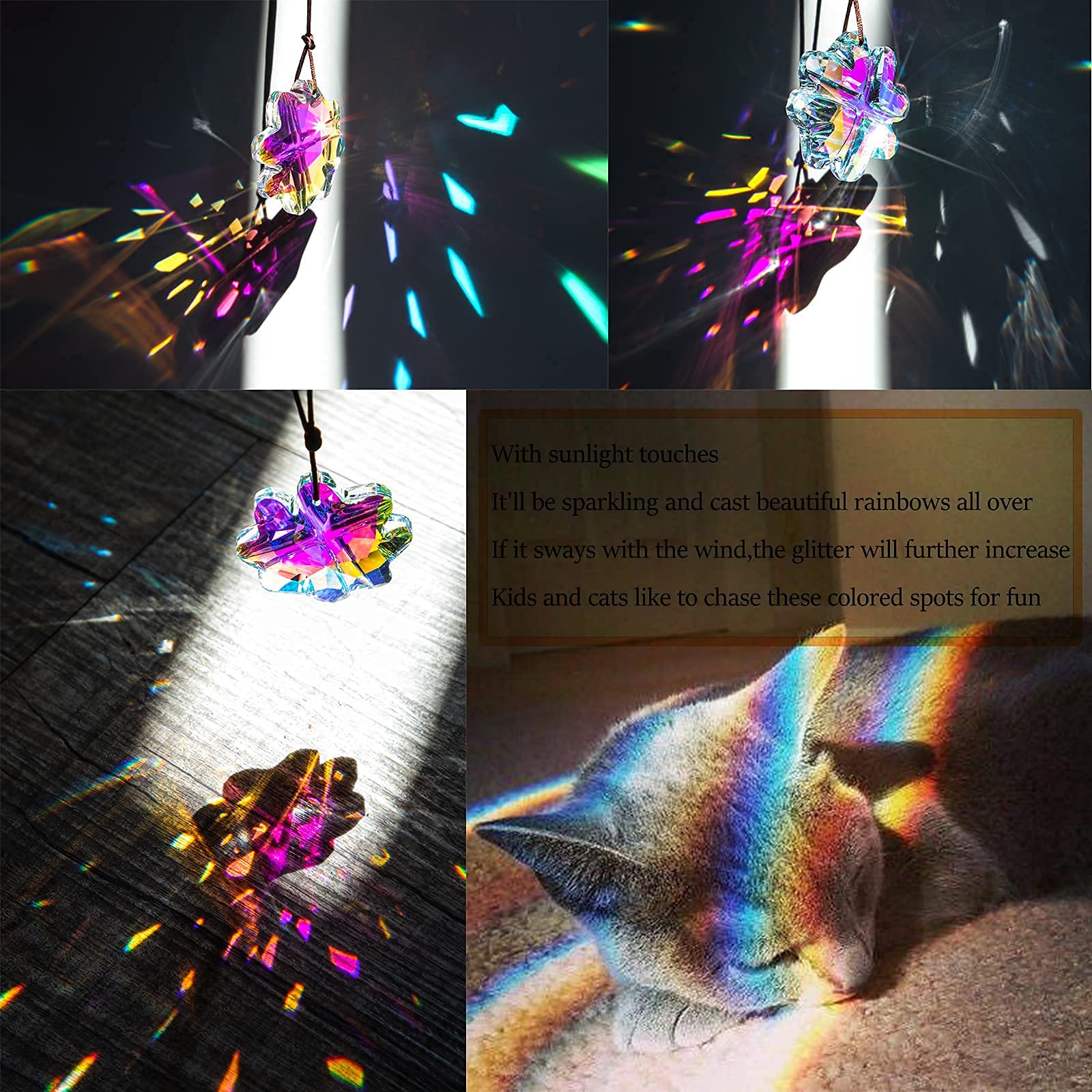H&D HYALINE & DORA Sun Catcher Crystal Rainbow Maker - Window Hang Prisms Pendant for Home Decor, Garden & Wedding Decorations - Create Stunning Rainbows Indoors & Outdoors