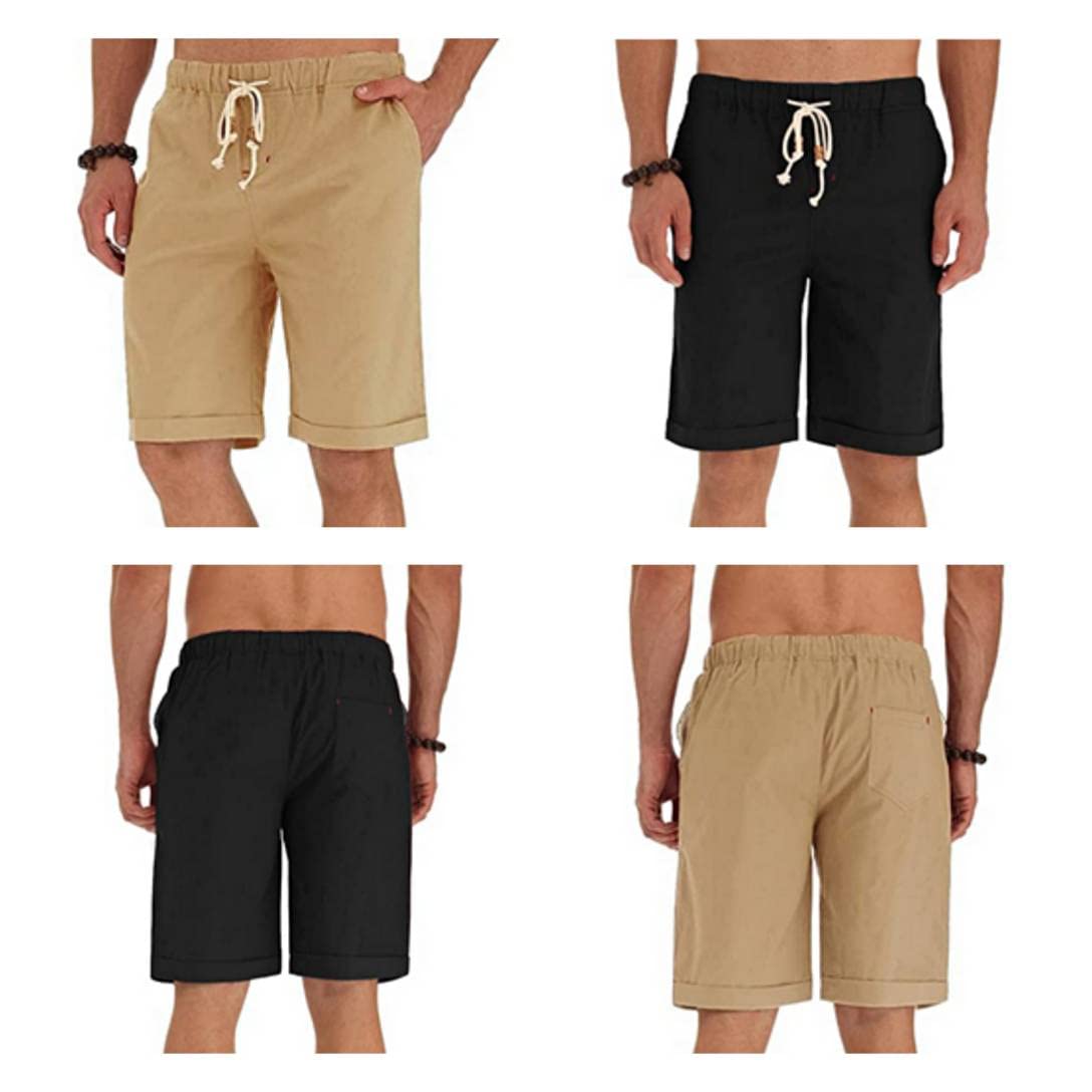 STICKON Men's Casual Classic Fit Drawstring Shorts - Elastic Waist, Pockets - Summer Beach, Gym, Lounge & Outdoor Activities Shorts for Men