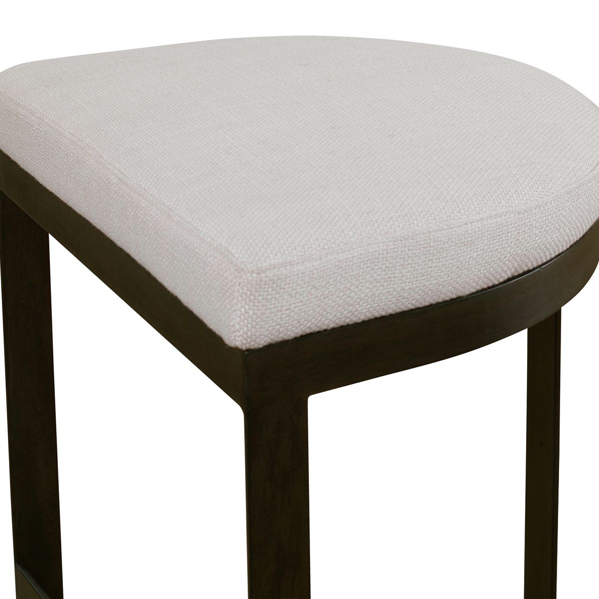 Modern Farmhouse Counter Stool with Matte Black Iron Base & Beige Linen Fabric - Rustic Kitchen Island Seating for Dining Room, Breakfast Bar or Home Decor