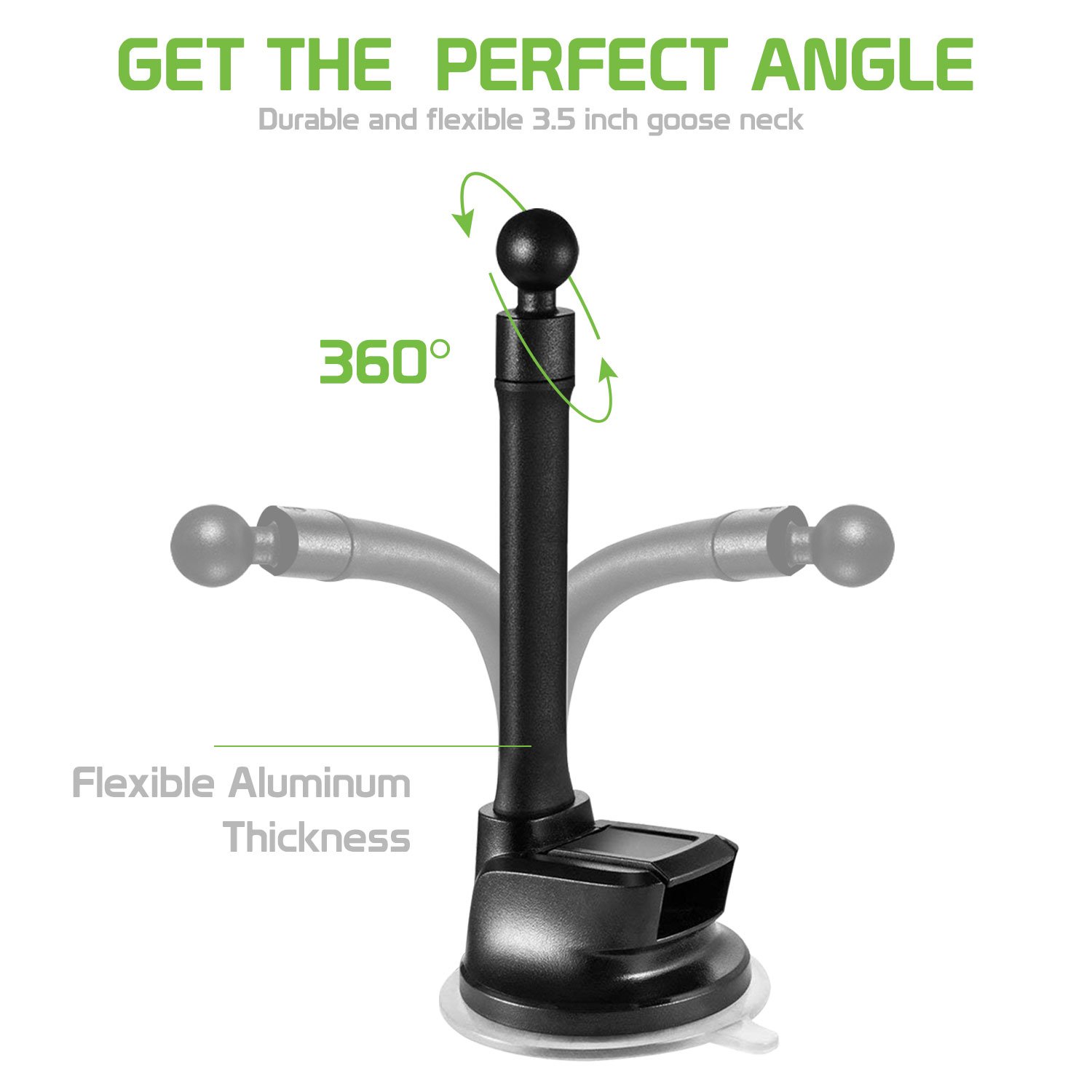 Cellet Universal Car Phone Holder Mount - Flexible Gooseneck & Strong Suction Cup for Windshield & Dashboard - Hands-Free GPS Navigation & Driving Safety - Perfect for Commuting, Road Trips & Rideshare Drivers