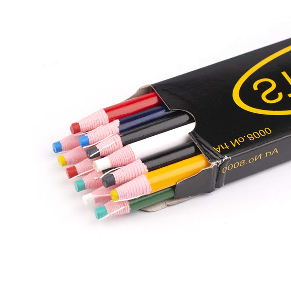 12-Piece Sewing Marking Chalk Pencils - Tailor's Fabric Marking & Tracing Tools with Free Cutting Chalk - 6 Vibrant Colors - Perfect for Quilting, Dressmaking & DIY Sewing Projects