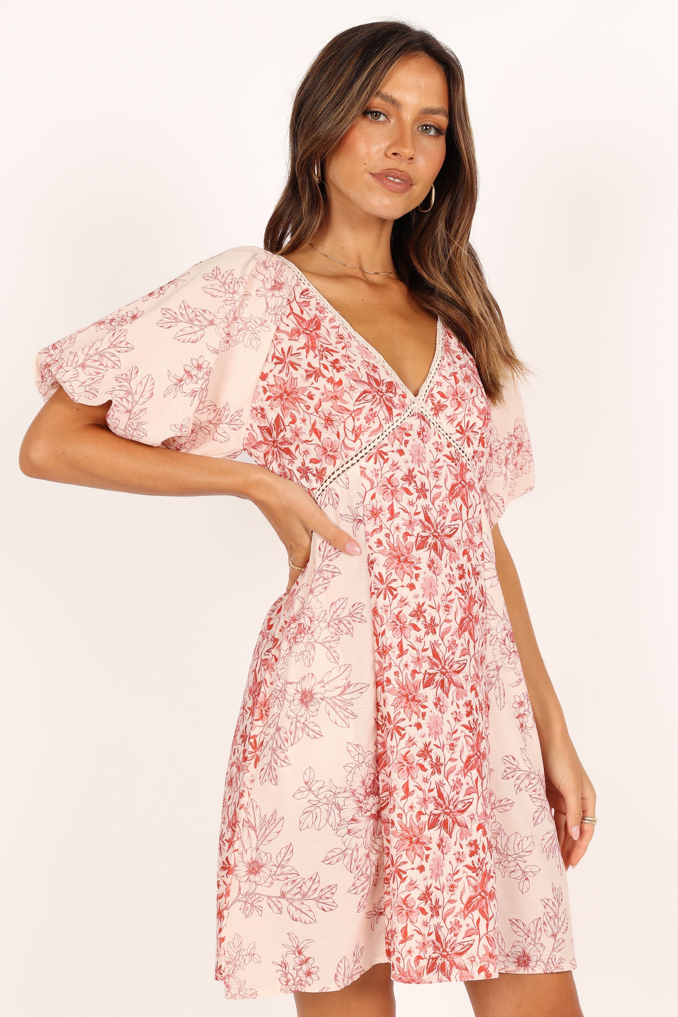 Amy Mini Dress - Floral Print Red Summer Dress for Women | Casual Party, Beach, Vacation Outfit