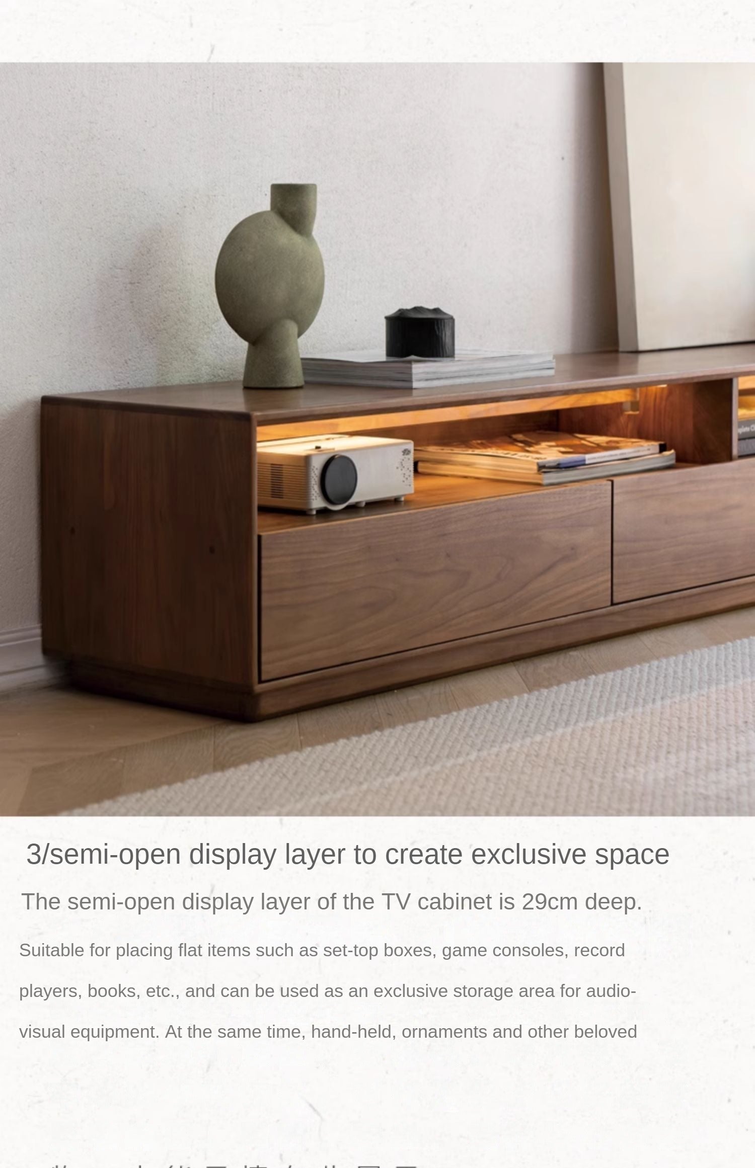 Premium Black Walnut & Ash Solid Wood Large Capacity TV Stand with Storage - Perfect for Living Room, Home Theater & Entertainment Centers