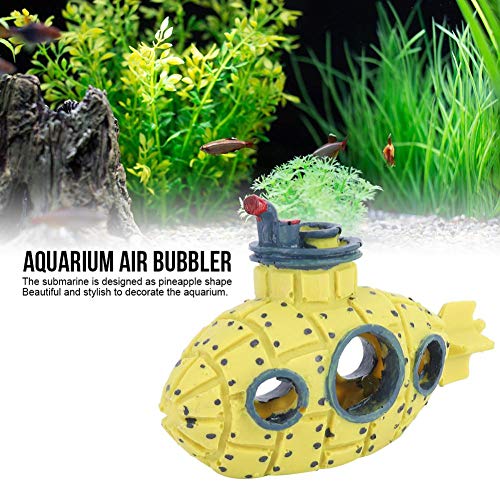 Artificial Resin Aquarium Decor - Realistic Fish Tank Bubbler & Shrimp Hiding Cave with Air Stone - Perfect for Betta Fish, Tropical Tanks & Nano Aquascaping