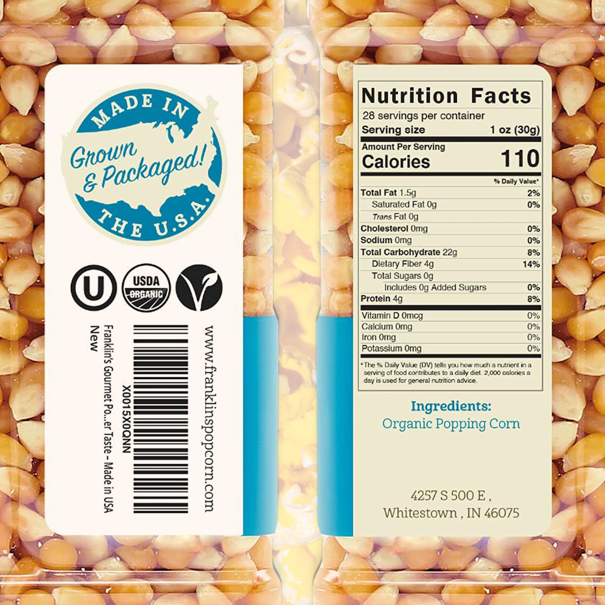 **Franklin's Gourmet Popcorn Kit - Stovepop Popcorn Maker with 13.5 oz Organic Popcorn Kernels, 8 oz Butter Flavored Salt & 14 oz Butter Flavored Coconut Oil - Perfect for Movie Nights, Parties & Family Snacking**