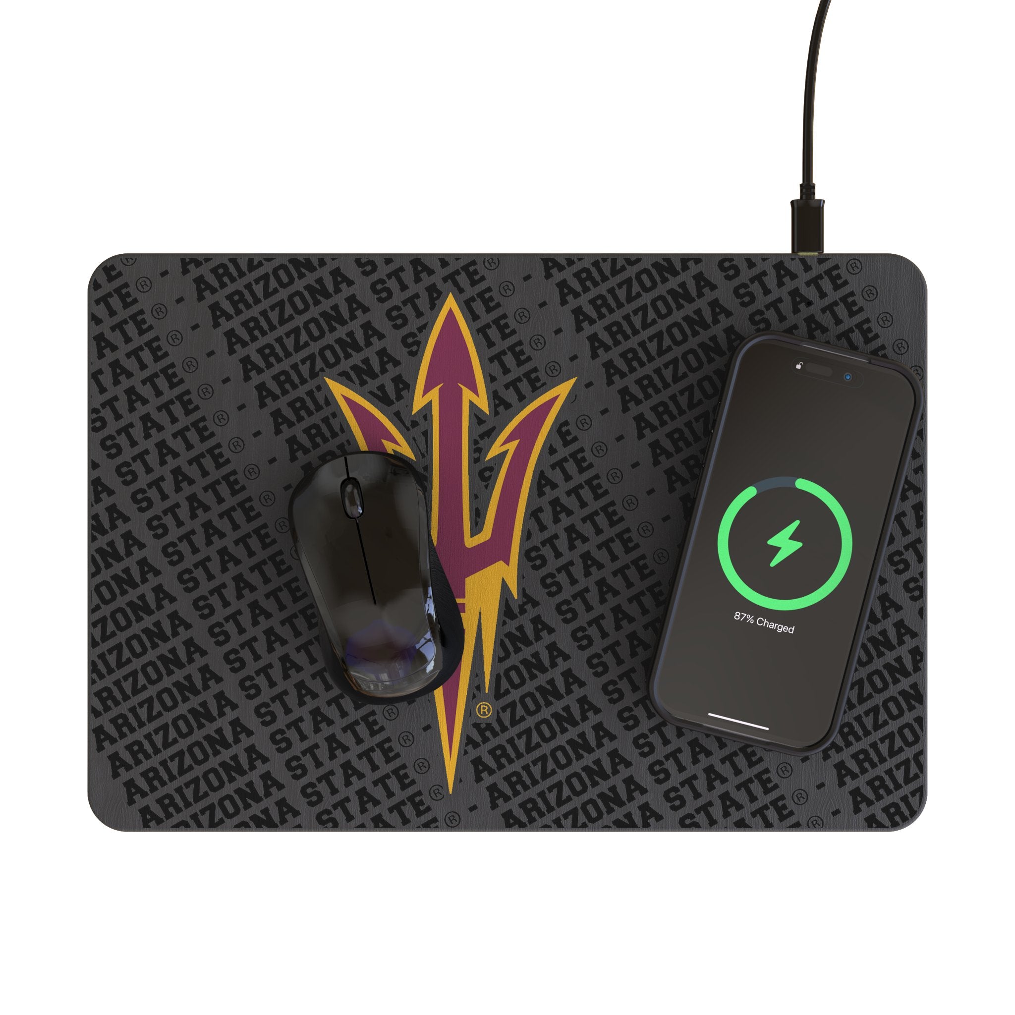 Arizona State University Sun Devils Wireless Charging Mouse Pad - 15W Fast Wireless Charger with Monocolor Tilt Design - Perfect for Home Office, Gaming & College Dorm Setup