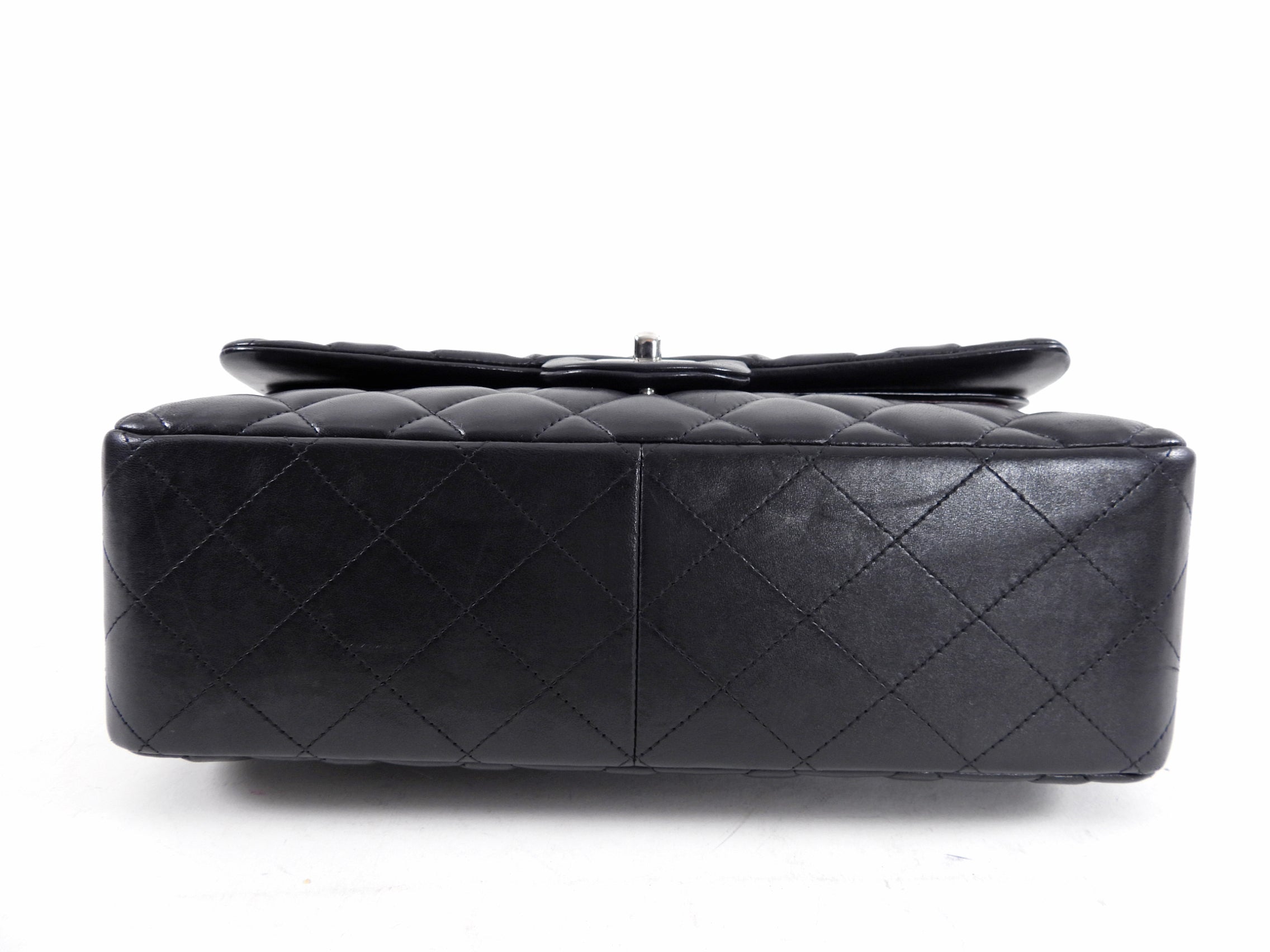 Chanel Black Lambskin Leather Jumbo Double Classic Flap Bag with Silver Hardware - Luxury Designer Handbag for Women, Perfect for Evening Events & Special Occasions
