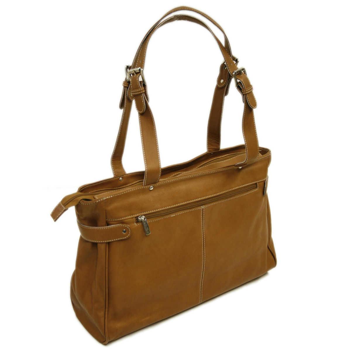 Premium Genuine Leather Computer Tote Bag for Women & Men - Professional Laptop Briefcase with Adjustable Belt - Ideal for Office, Business Travel & Work Commute