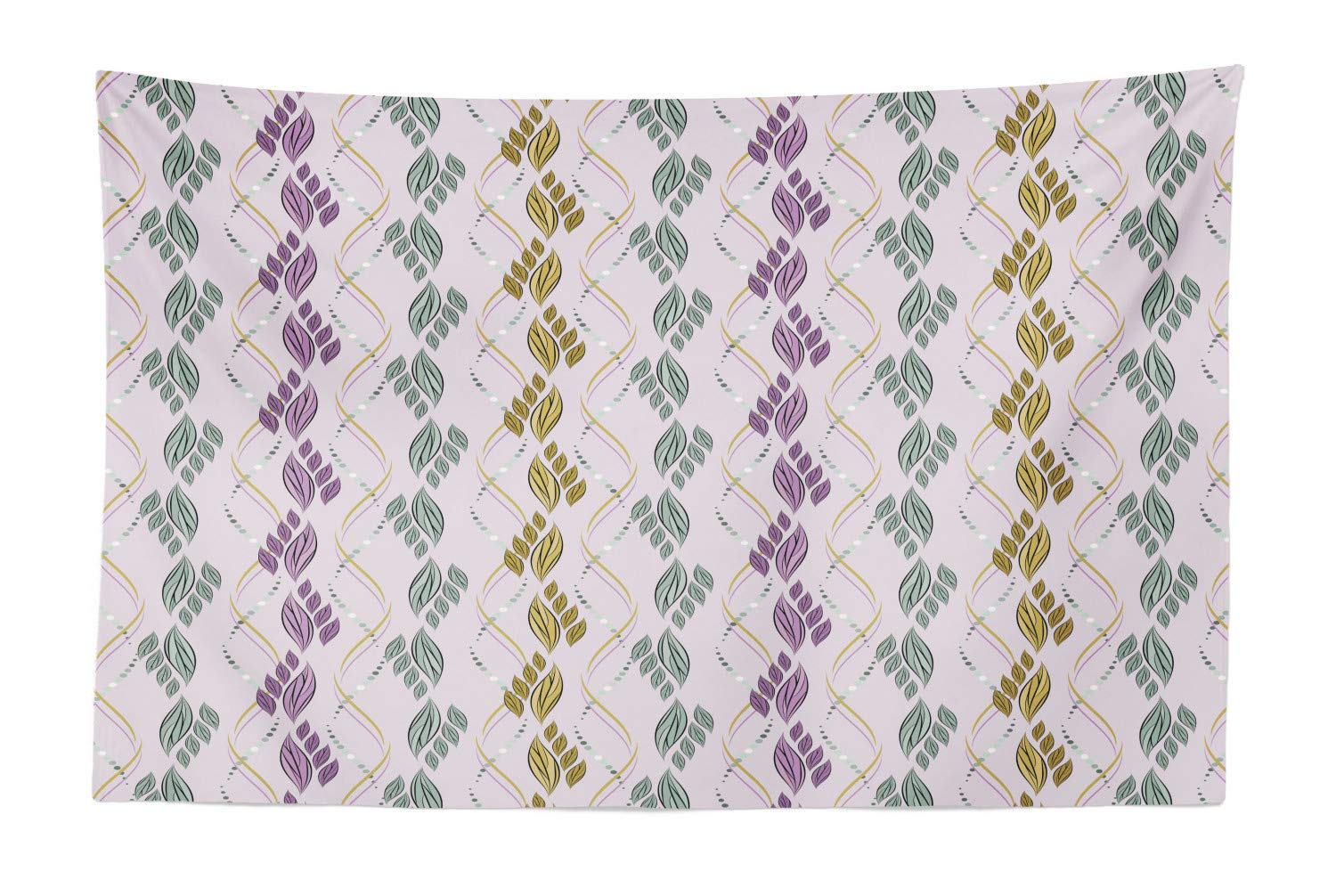 Ambesonne Abstract Leaves Tapestry - Wavy Lines & Dots Pattern Wall Hanging Decor for Bedroom, Living Room, Dorm - 45x30 Inches Mauve Multicolor Fabric Art - Perfect for Boho Home Decor & College Room Aesthetics