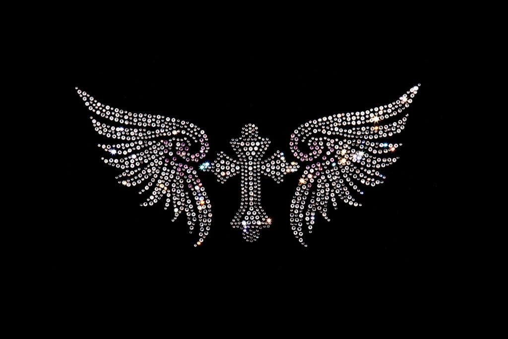 Rhinestone Iron On Heat Transfer Patches - Clear Cross Design for DIY Clothing & Accessories - Perfect for T-Shirts, Jeans, Bags & Costume Embellishment