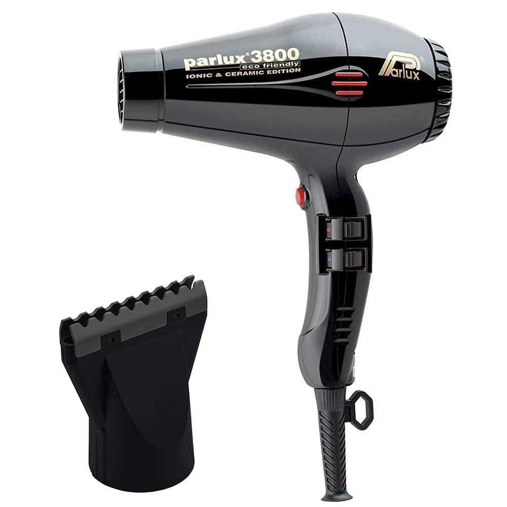 Parlux 3800 Professional Hair Dryer - Ionic Ceramic Technology for Frizz-Free Shine | Eco-Friendly & Fast Drying | Includes Metal Mesh Diffuser for Curly Hair | Perfect for Salon & Home Use