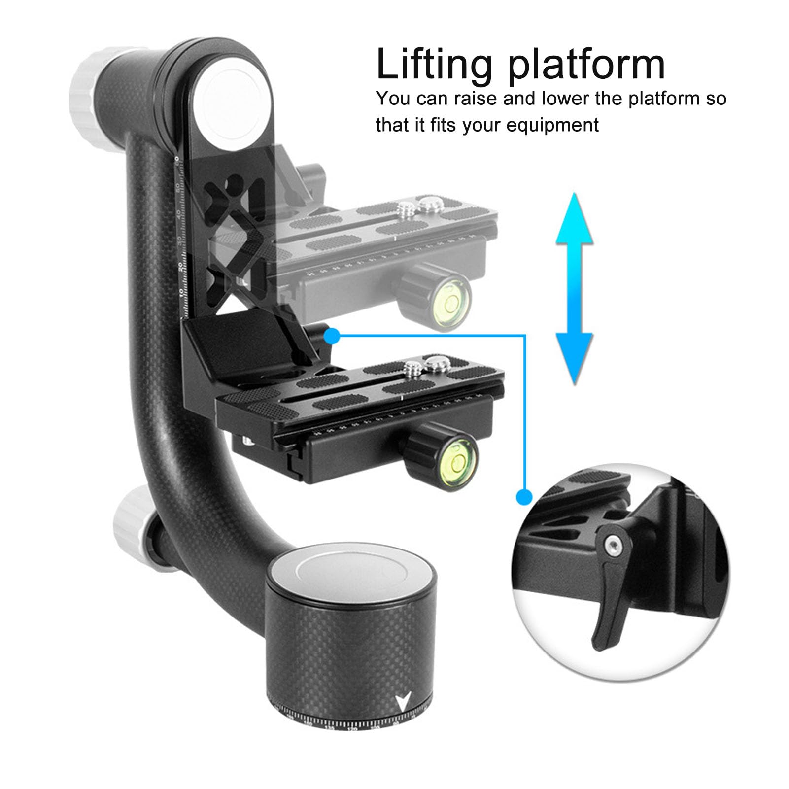 360 Degree Panoramic Rotating Tripod Head - Carbon Fiber Lightweight Design with Quick Release Plate & Clear Scale - Perfect for DSLR Photography, Landscape Shoots & Time-Lapse Videos