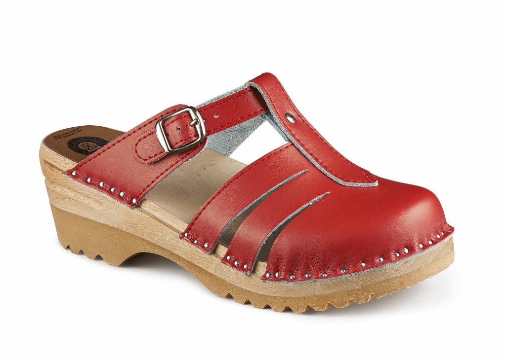 Women's Non-Slip Swedish Wooden Clogs - Mary Jane Bastad Slip-On Closed Toe Leather Sandals for Comfort & Style | Perfect for Nurses, Chefs & Outdoor Activities