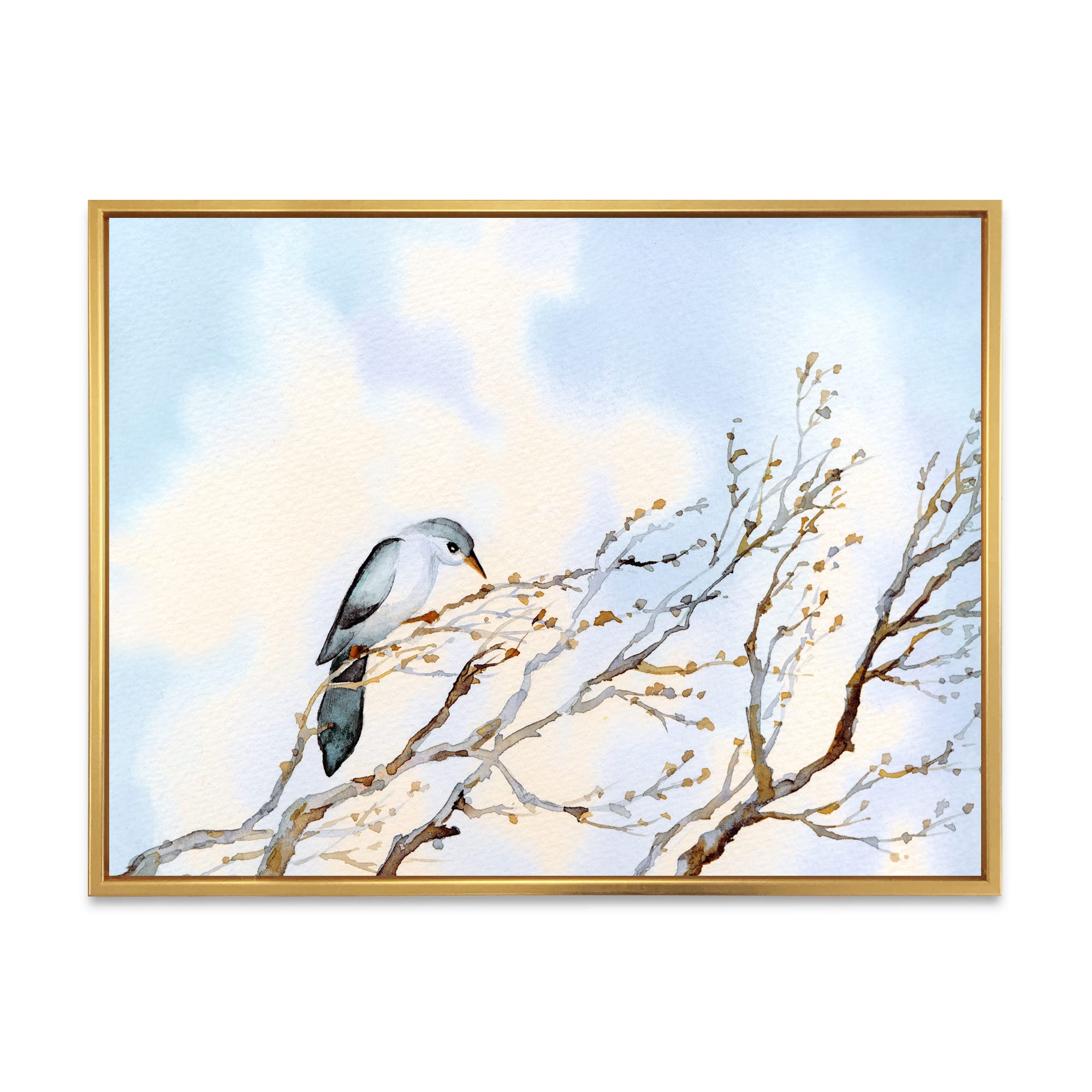 DesignQ Vintage Dead Tree Landscape - Traditional Framed Canvas Wall Art Print for Living Room, Bedroom & Office Decor