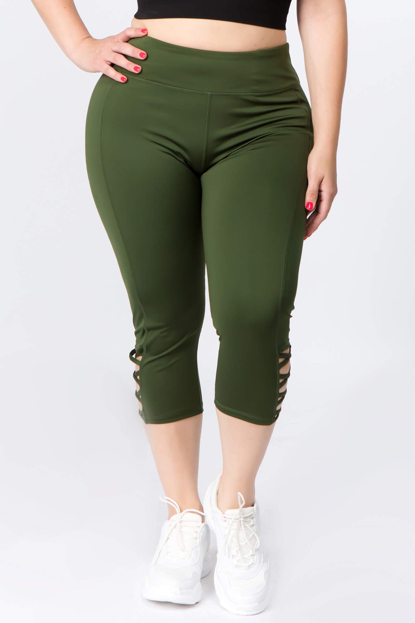 ICONOFLASH Women's High Waist Workout Leggings with Pockets & Lattice Design - Yoga, Running, Gym & Lounge Wear Athletic Pants