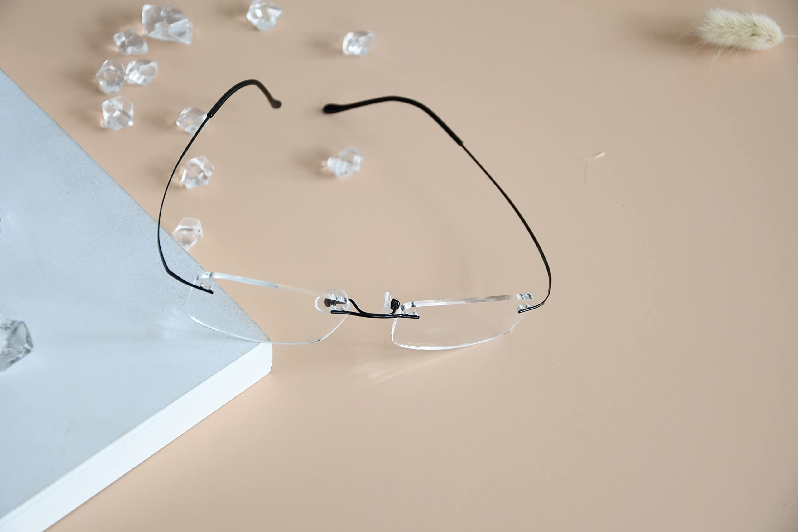 Titanium Rimless Reading Glasses for Men & Women - Lightweight Blue Light Blocking Eyewear - Perfect for Office, Reading & Computer Work