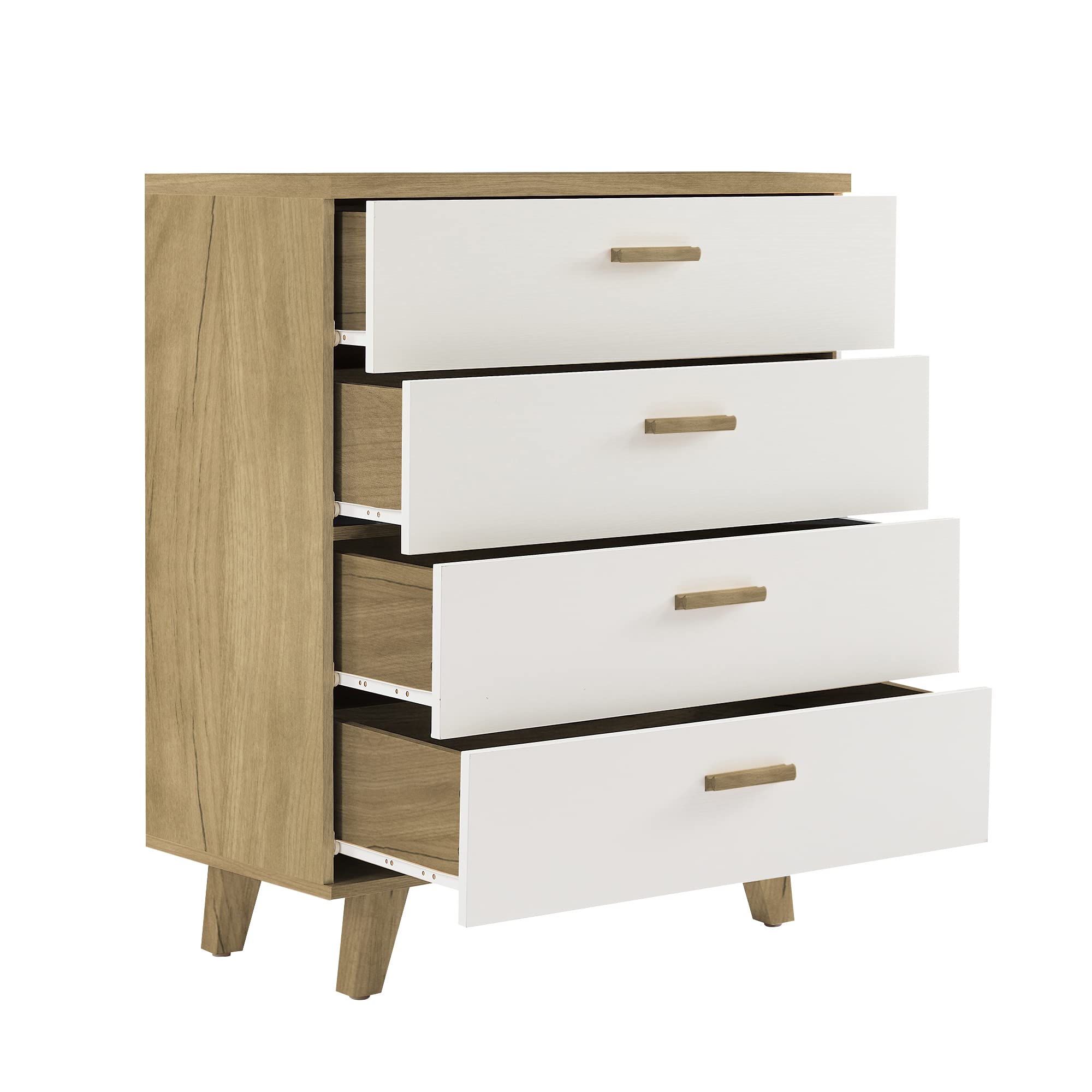 ARMCONE 4-Drawer Wooden Dresser for Bedroom - Solid Wood Storage Chest with Smooth Gliding Drawers - Perfect for Bedroom, Hallway, Closet & Office Organization (Space-Saving Furniture for Small Spaces)