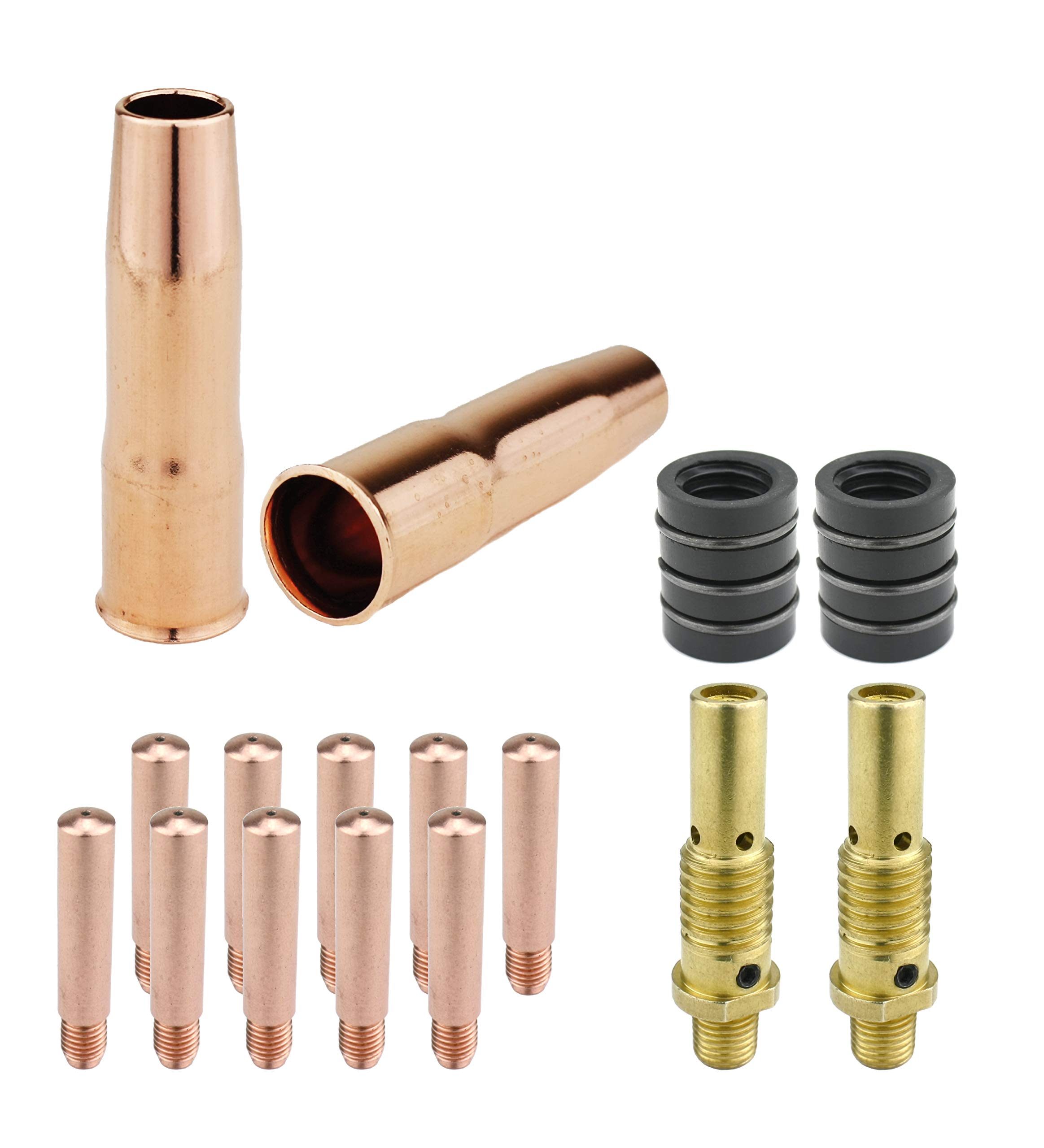 MIG Gun Consumables Kit - Compatible with Lincoln Magnum 200 & 250, Tweco #2-52 Diffuser - 32 Insulator - Heavy-Duty 0.023