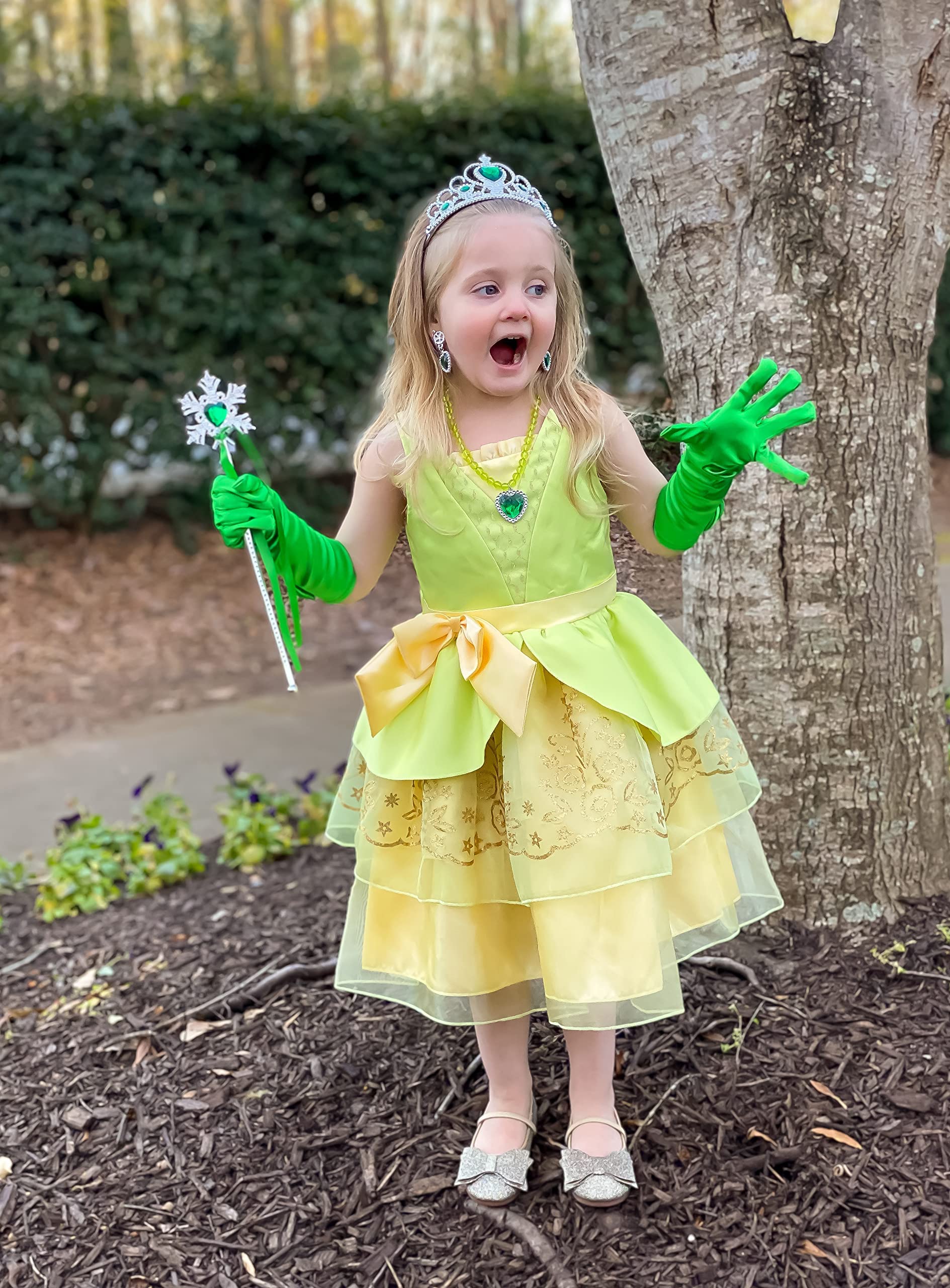 ReliBeauty Little Girls Princess Dress Up Costume - Sleeveless Tutu Gown with Tiara & Wand Accessories | Perfect for Birthday Parties, Halloween & Dress Up Play
