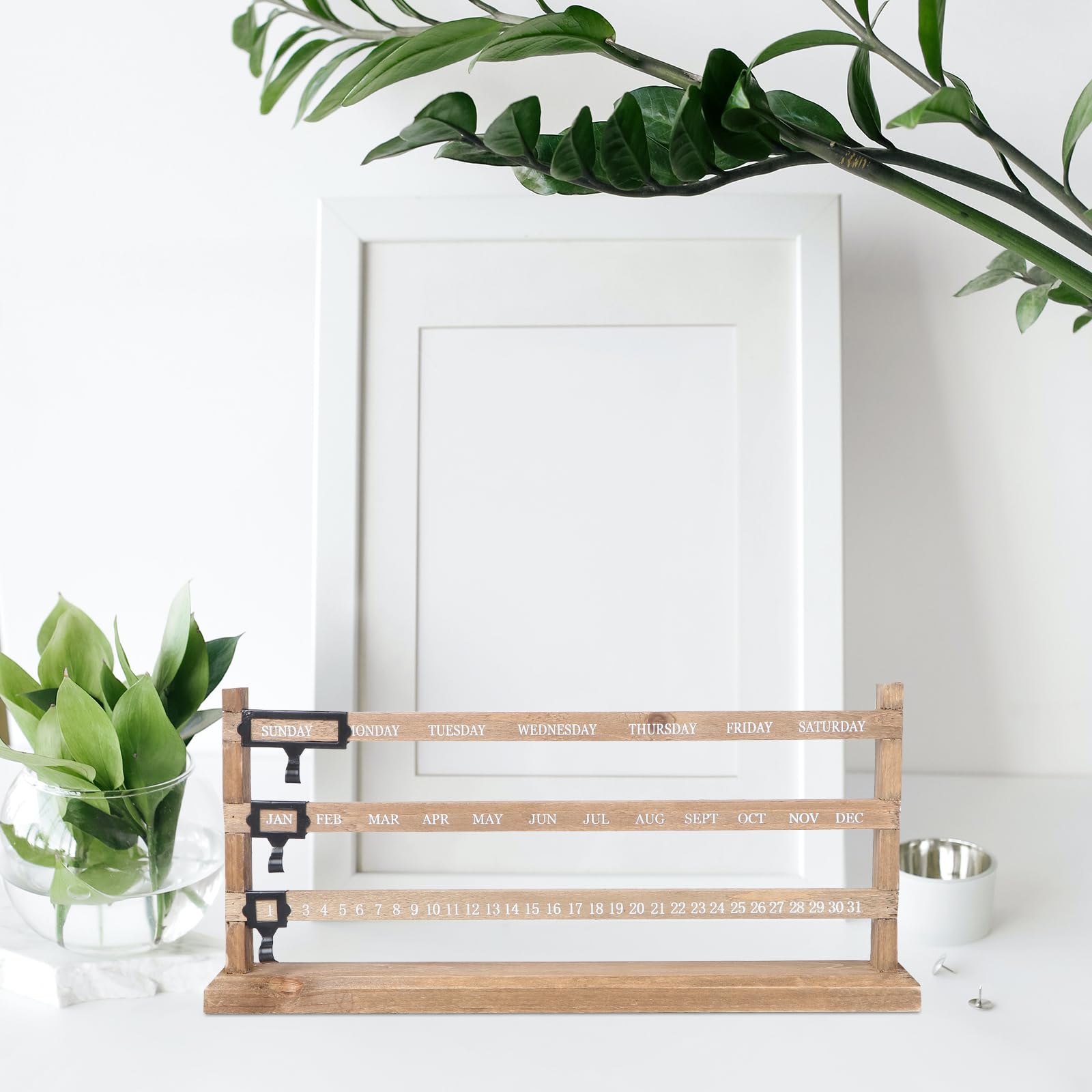 Vosarge Perpetual Desk Calendar - Wooden Sliding Wall Calendar for Home & Office Decor - Perfect for Daily Planning, Gifts, and Desk Organization