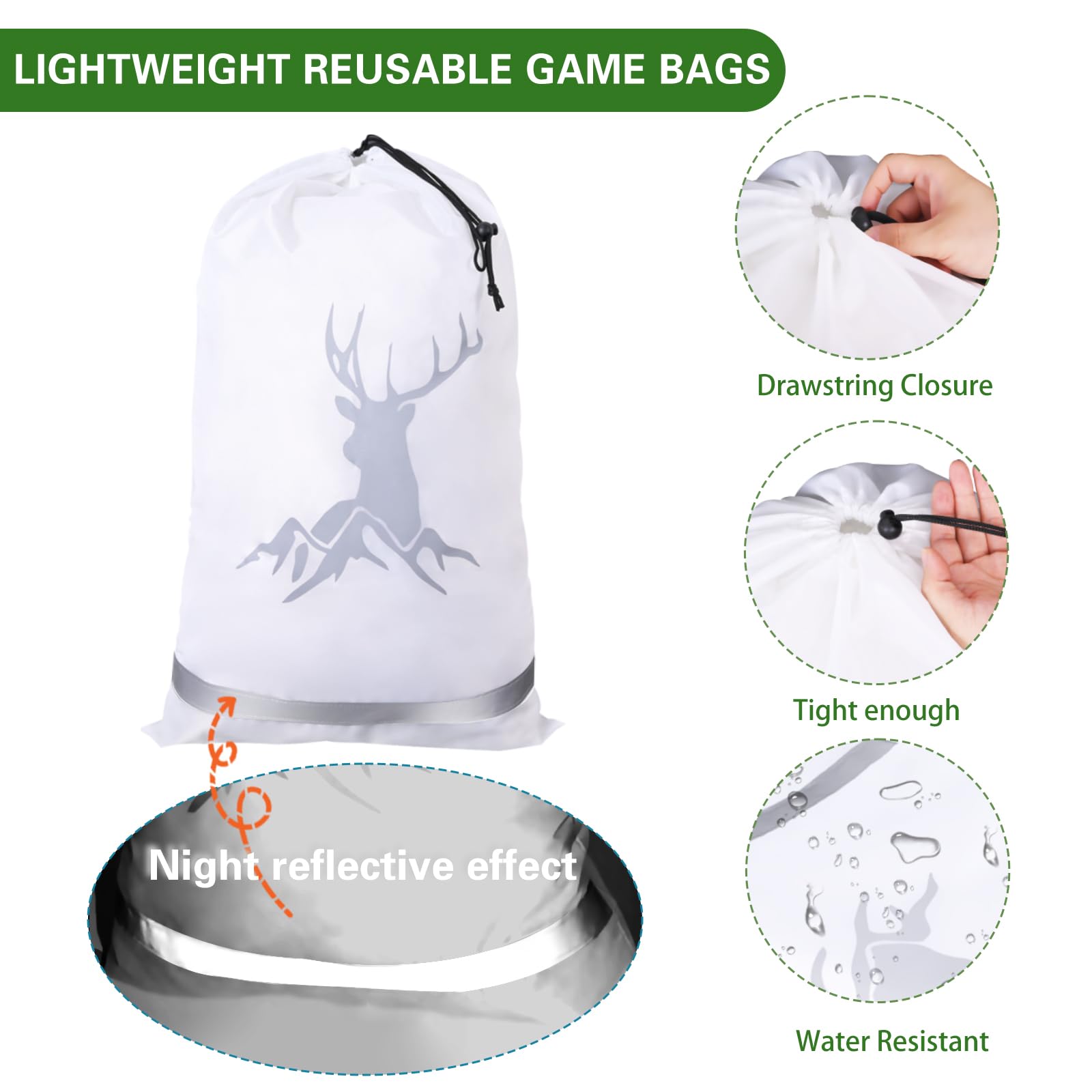 12 Pack Reusable Waterproof Hunting Game Bags 20