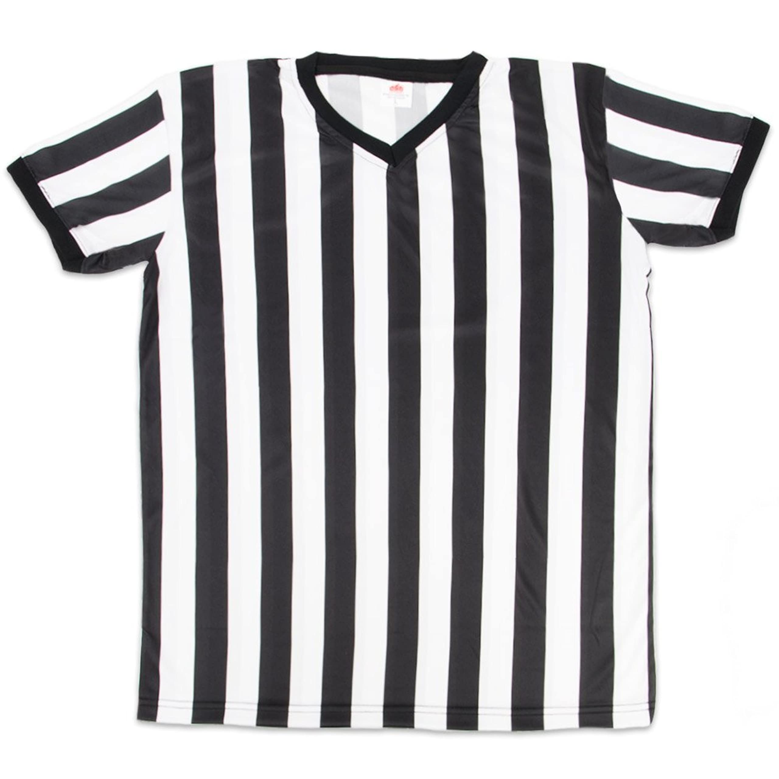 Men's Referee V-Neck Jersey - Official Striped Umpire Shirt for Sports Games