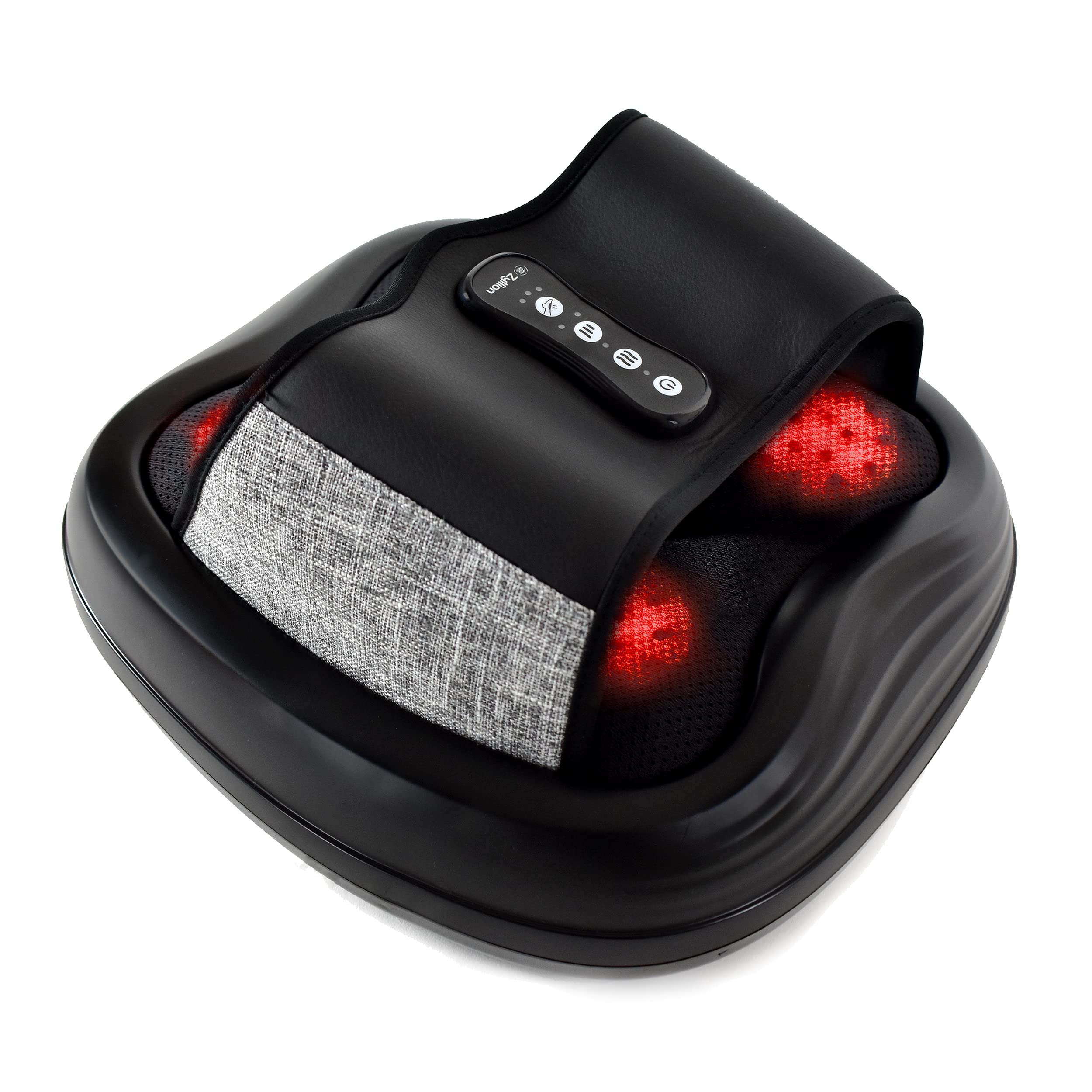 Zyllion Shiatsu Foot Massager with Heat - Deep Tissue Kneading & Air Compression for Plantar Fasciitis Relief - Fits Up to Size 13 - Black (ZMA-31-BK) - Perfect for Home Relaxation & Foot Pain Relief After Workouts