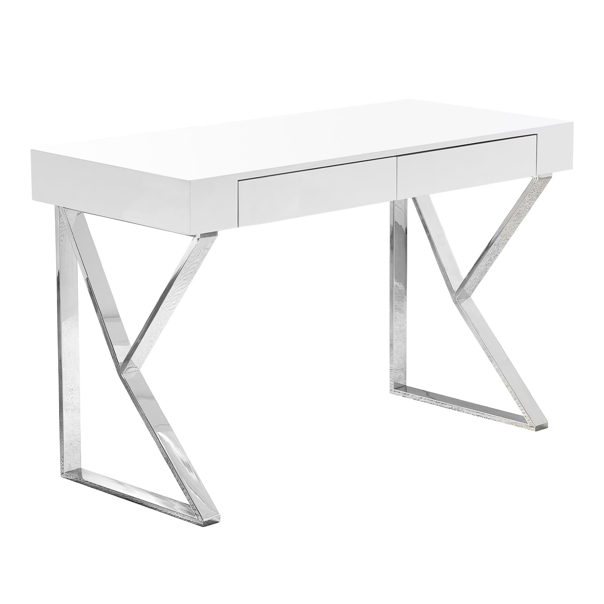 Best Modern Computer Desk BA233 - Silver Finish Home Office Desk for Work & Study | Ergonomic Design for Comfort & Productivity