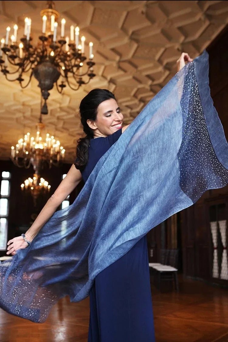 Blue Star Gazer Scarf - Soft & Stylish Winter Accessory for Women - Perfect for Cold Weather, Outdoor Activities & Fashion Outfits