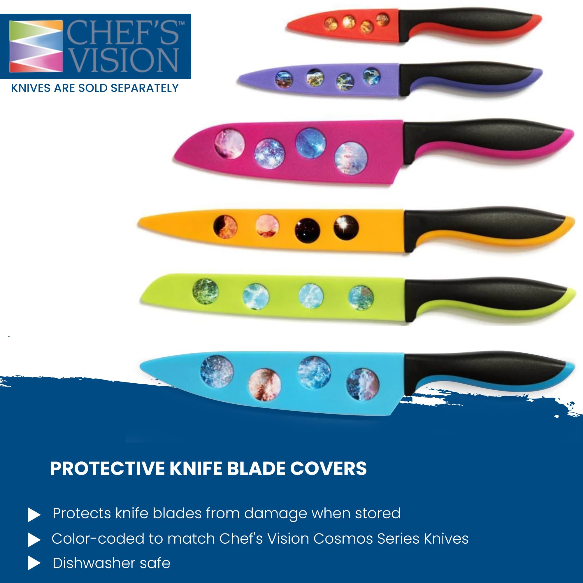CHEF'S VISION Cosmos Knife Blade Covers - Premium Knife Guards for Kitchen Knives - Protective Knife Sheaths for Safe Storage - Durable Knife Sleeves for Chefs & Home Cooks - Perfect for Kitchen Organization & Knife Protection (Knives Not Included)