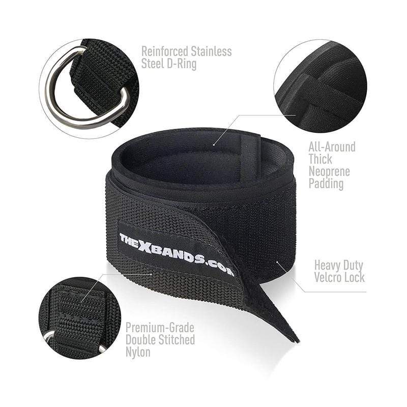 2 Pack Neoprene Padded Ankle & Wrist Straps with Velcro - Adjustable Support for Weight Training, Physical Therapy & Fitness Exercises
