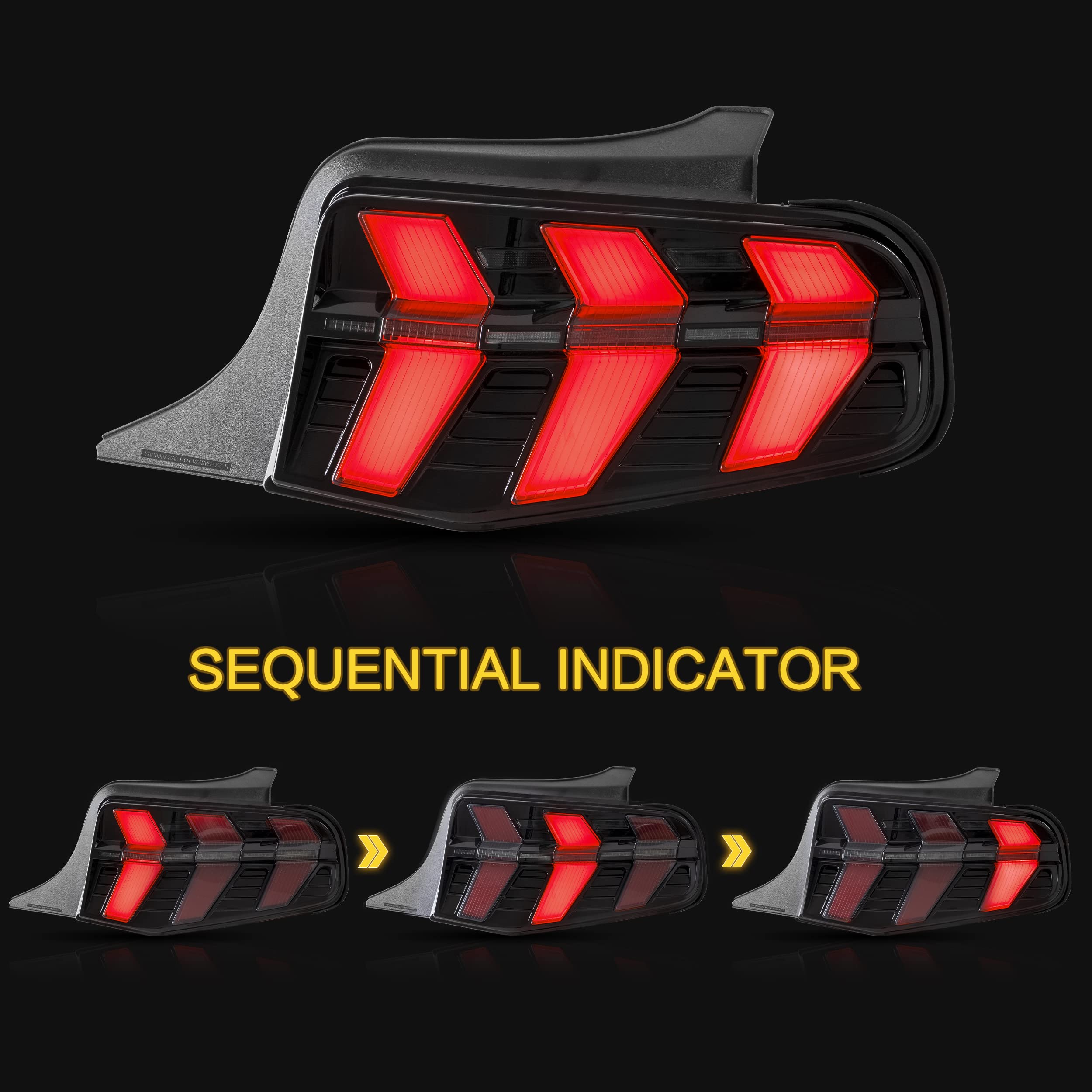 VLAND LED Tail Lights Assembly for Ford Mustang 2010-2012 - Full LED Tail Lamp with Turn Signal - Plug & Play Replacement - Perfect for Night Driving & Car Customization