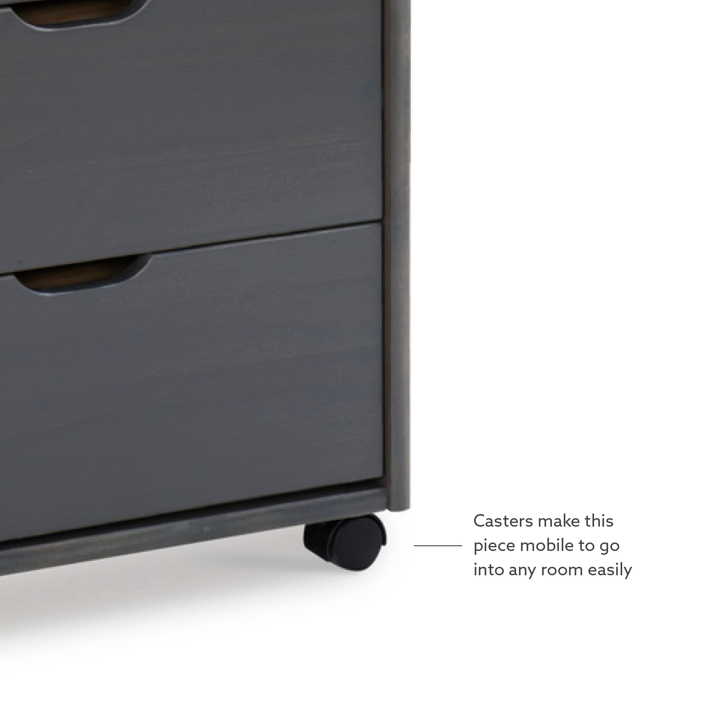 Linon Corinne 8-Drawer Rolling Storage Cart - Grey Organizer for Home, Office & Dorm | Space-Saving Mobile Cabinet for Bedroom, Bathroom & Kitchen Organization