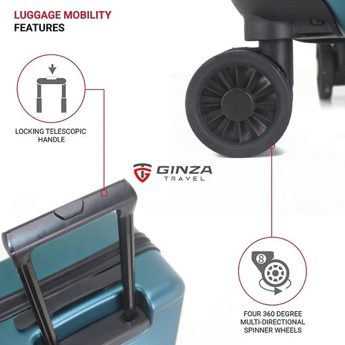 Ginza Travel Hardside Spinner Luggage 2-Piece Set (20/28 Inch) - Lightweight Durable Suitcase for International Flights & Business Trips