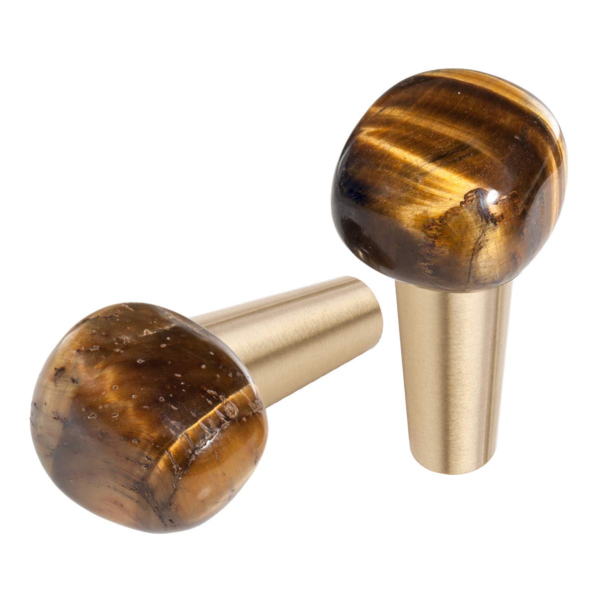 Natural Tiger's Eye Stone Cabinet Knobs & Door Pull Handles - Handcrafted Crystal Drawer Knobs for Dresser, Wardrobe, Cupboard (Pack of 2) - Perfect for Home Decor, Jewelry Organizer & Wall Mounted Coat Hanger
