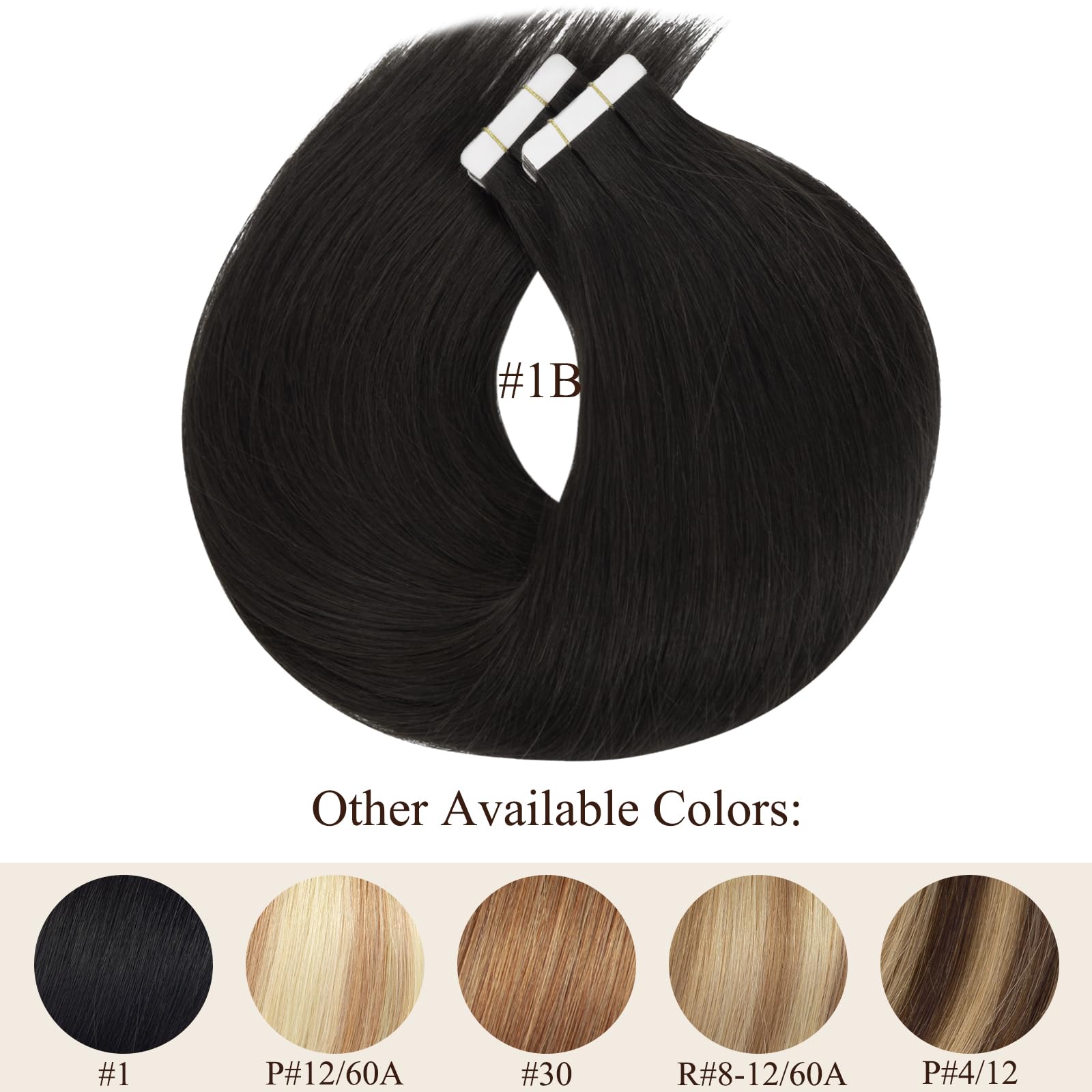 Loxxy Remy Human Hair Tape-In Extensions Double-Sided Seamless Skin Weft - #1B Natural Black (20pcs, 50g, 16inch) for Everyday Styling, Volume Boost & Special Occasions