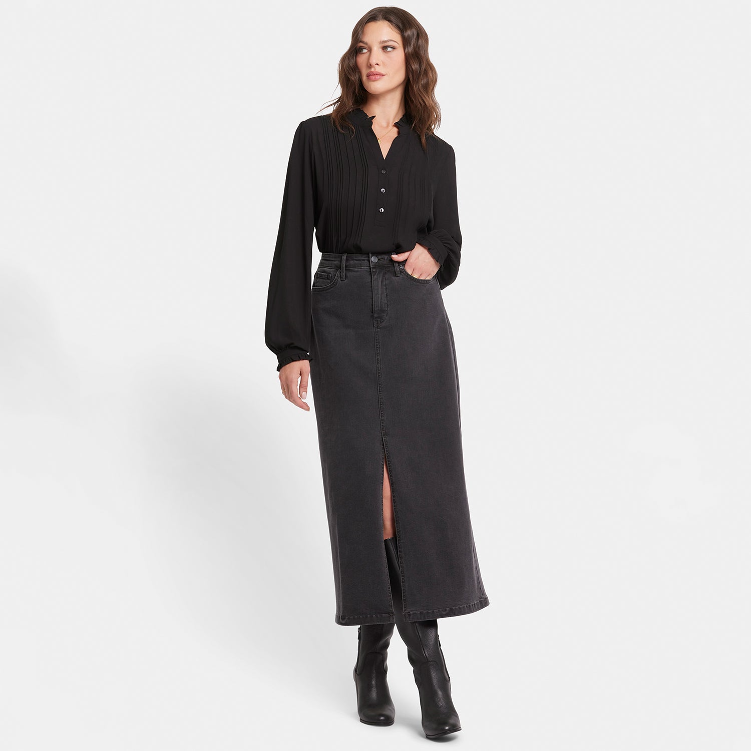 Elegant High Rise Long Skirt with Cloud Stone Print - Perfect for Office Wear, Date Night & Special Occasions
